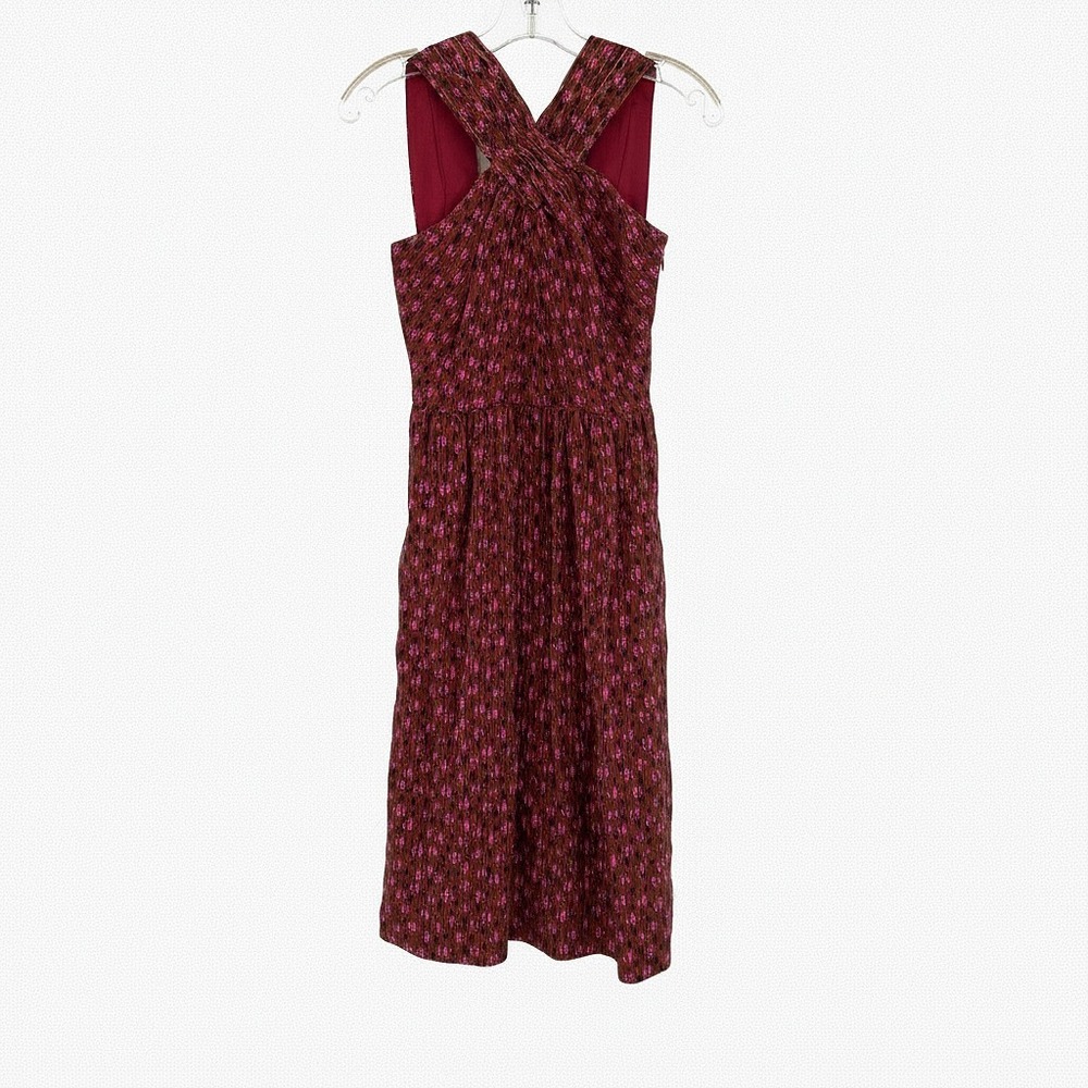 kate spade Brown Pink Floradoodle Halter Midi Dress | Womens 0